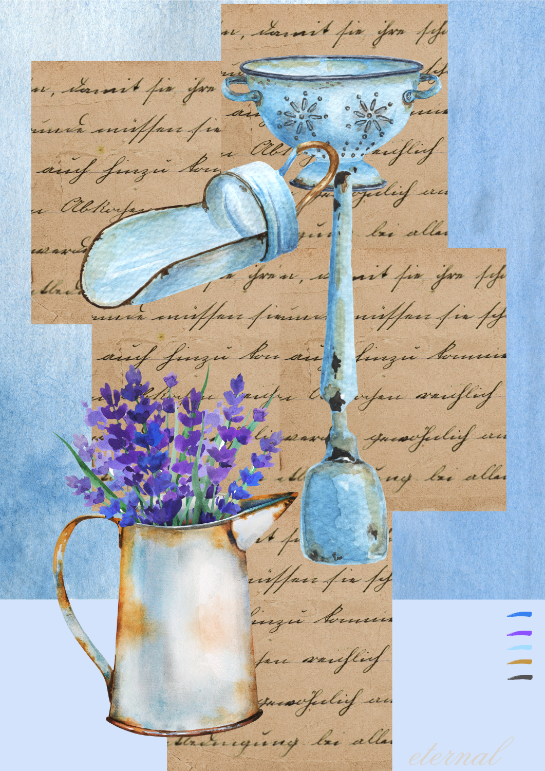 Vintage Charm in Lavender Blue Print - Special Edition Wall Art Eternal Art Prints