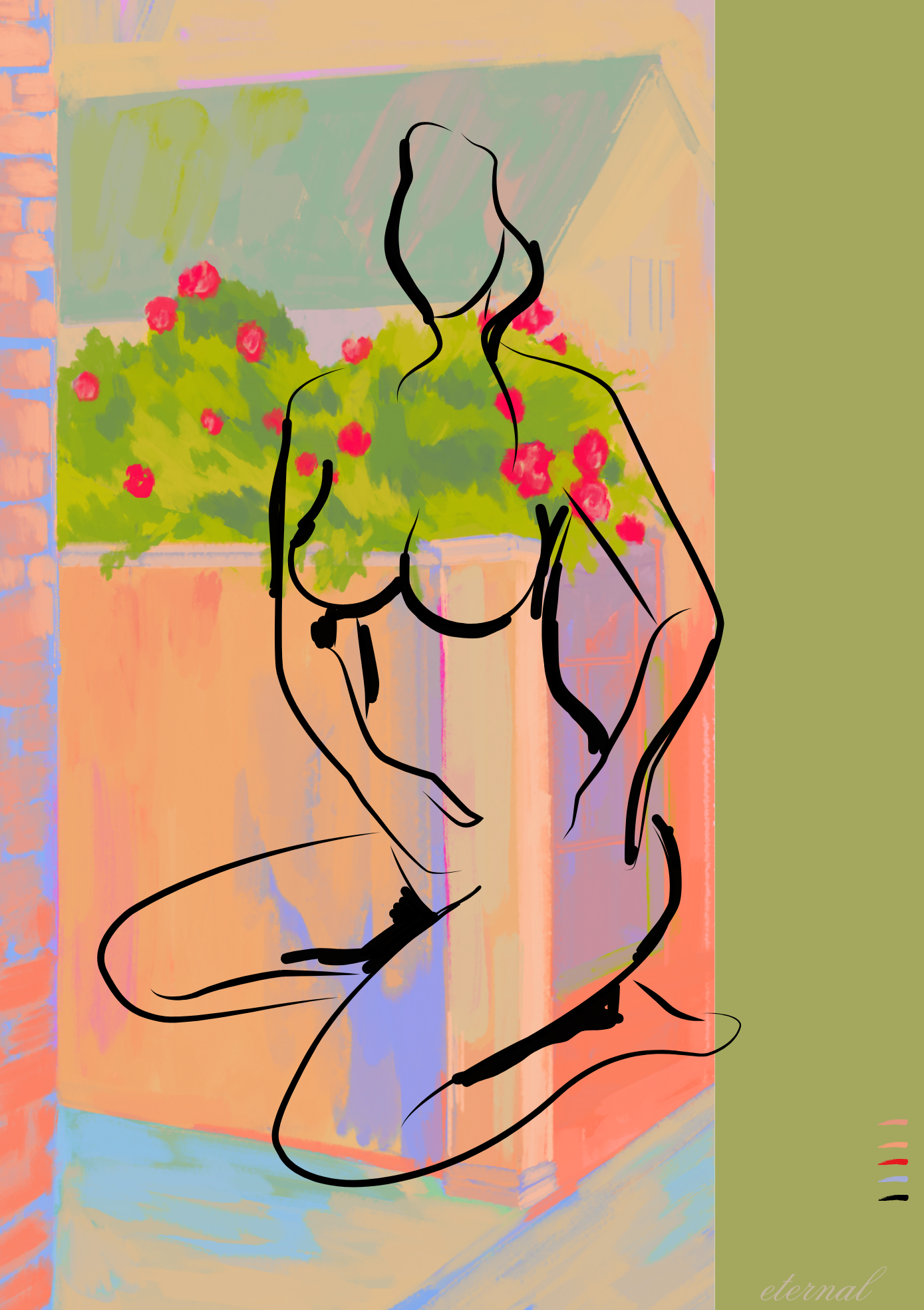 Nude with Red Flower Art Print, Sydney Artist - Eternal Art & Design - Eternal Art & Design