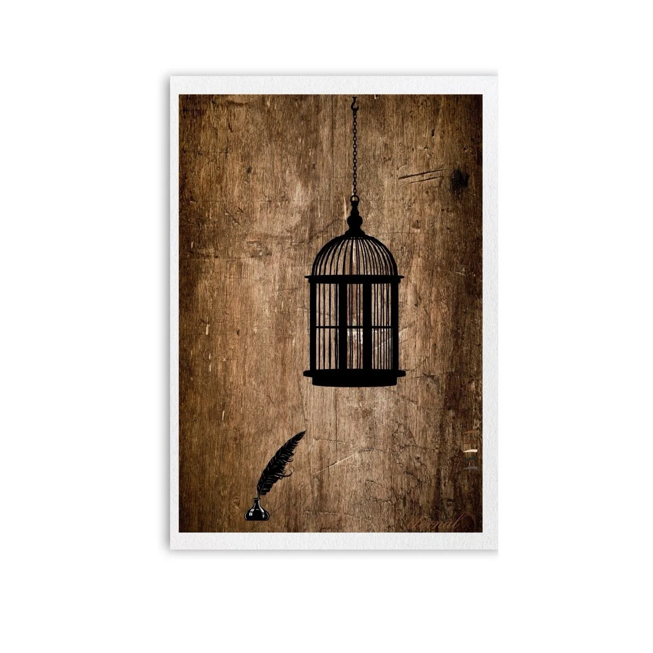 Birdcage Ink and Quill Wall Art Print, Eternal Art Prints - Eternal Art & Design