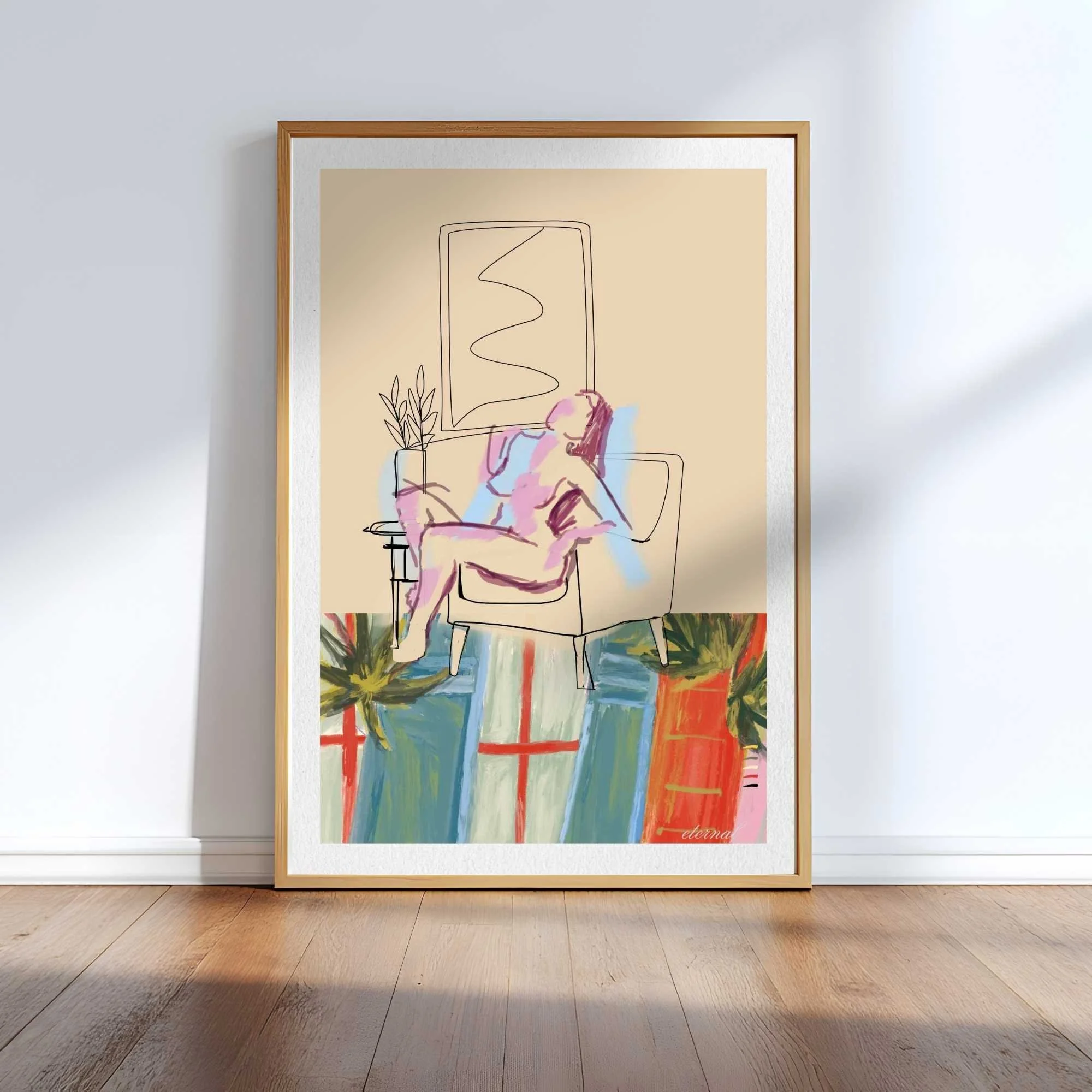 Female Figure Nude Seated with Pattern Art Print, Sydney Artist - Eternal Art Prints - Eternal Art & Design