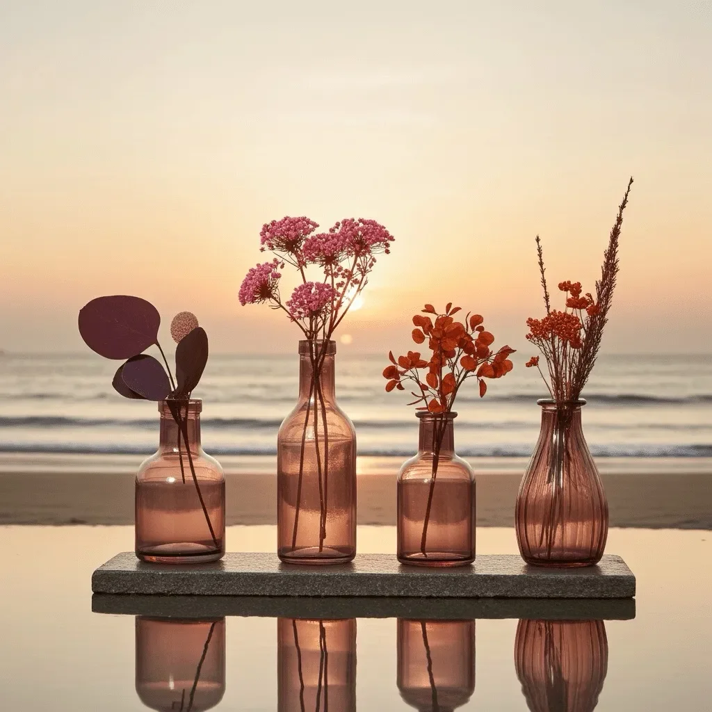 "Love Bud" Dried Flower Gift Set (4 Tins) - Pink Red Yellow Purple Florals & Mosses - Handcrafted dried & preserved florals