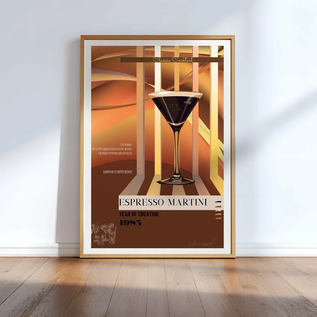 Espresso Martini Retro Cocktail Culture Wall Art Print, Eternal Art Prints