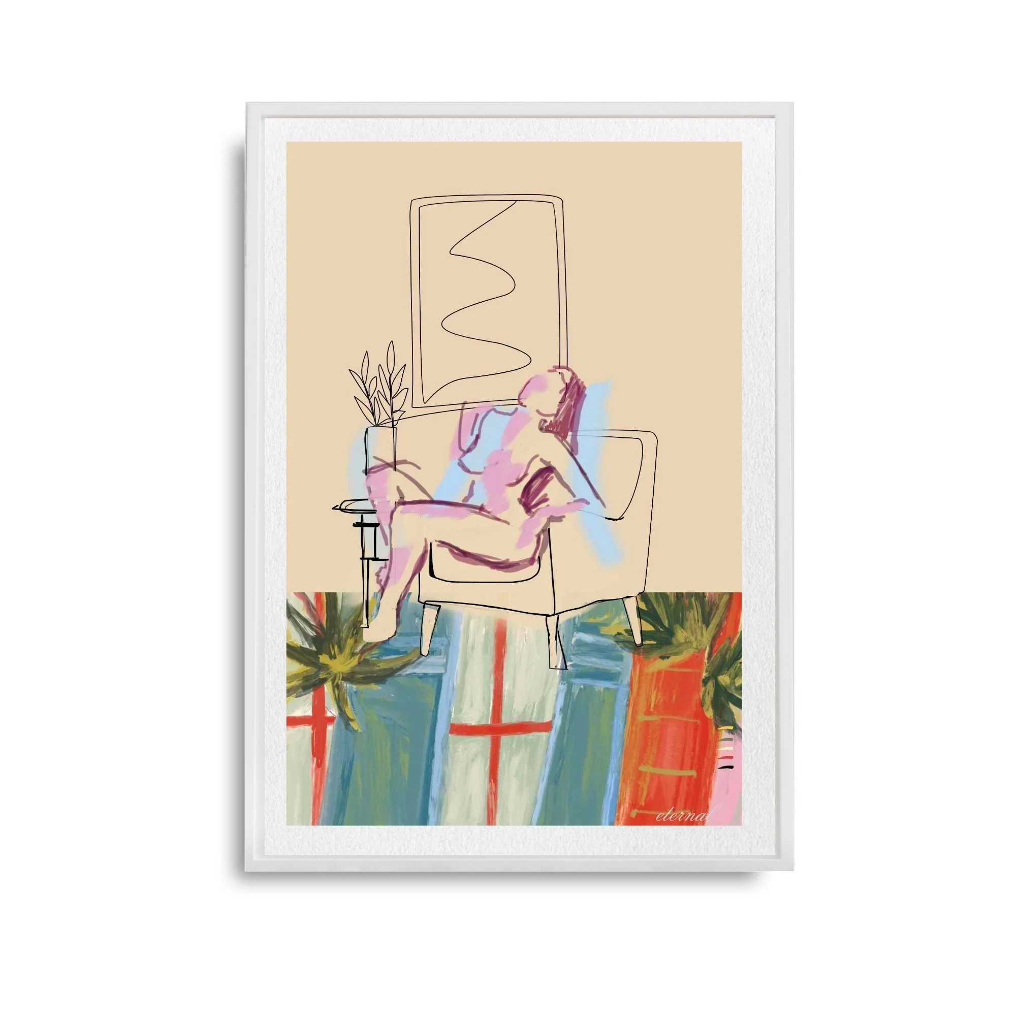 Female Figure Nude Seated with Pattern Art Print, Sydney Artist - Eternal Art Prints - Eternal Art & Design