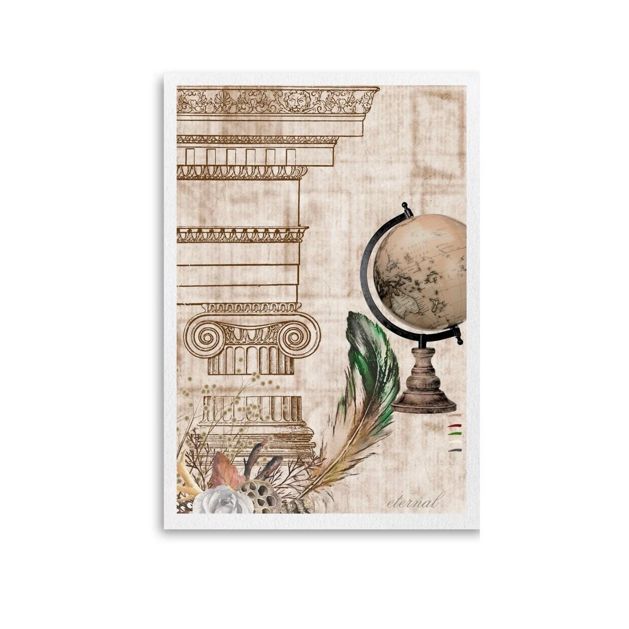 Vintage Architecture & Botanical Feather Print - Special Edition Wall Art Eternal Art Prints - Eternal Art & Design