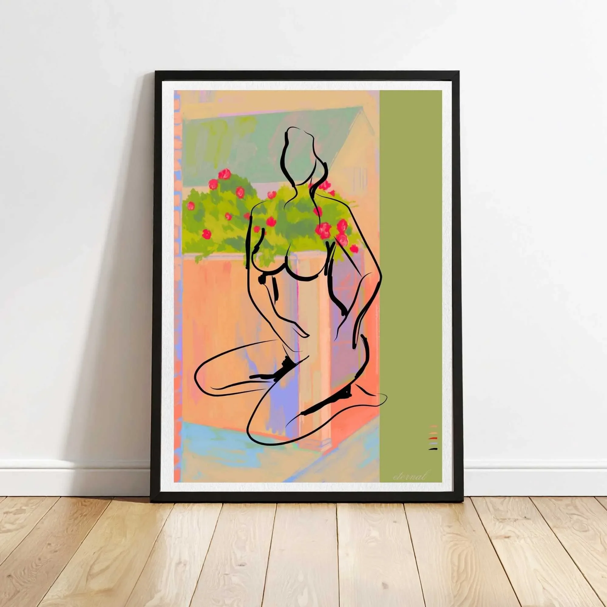 Female figure Nude with Red Flower Art Print, Sydney Artist - Eternal Art Prints