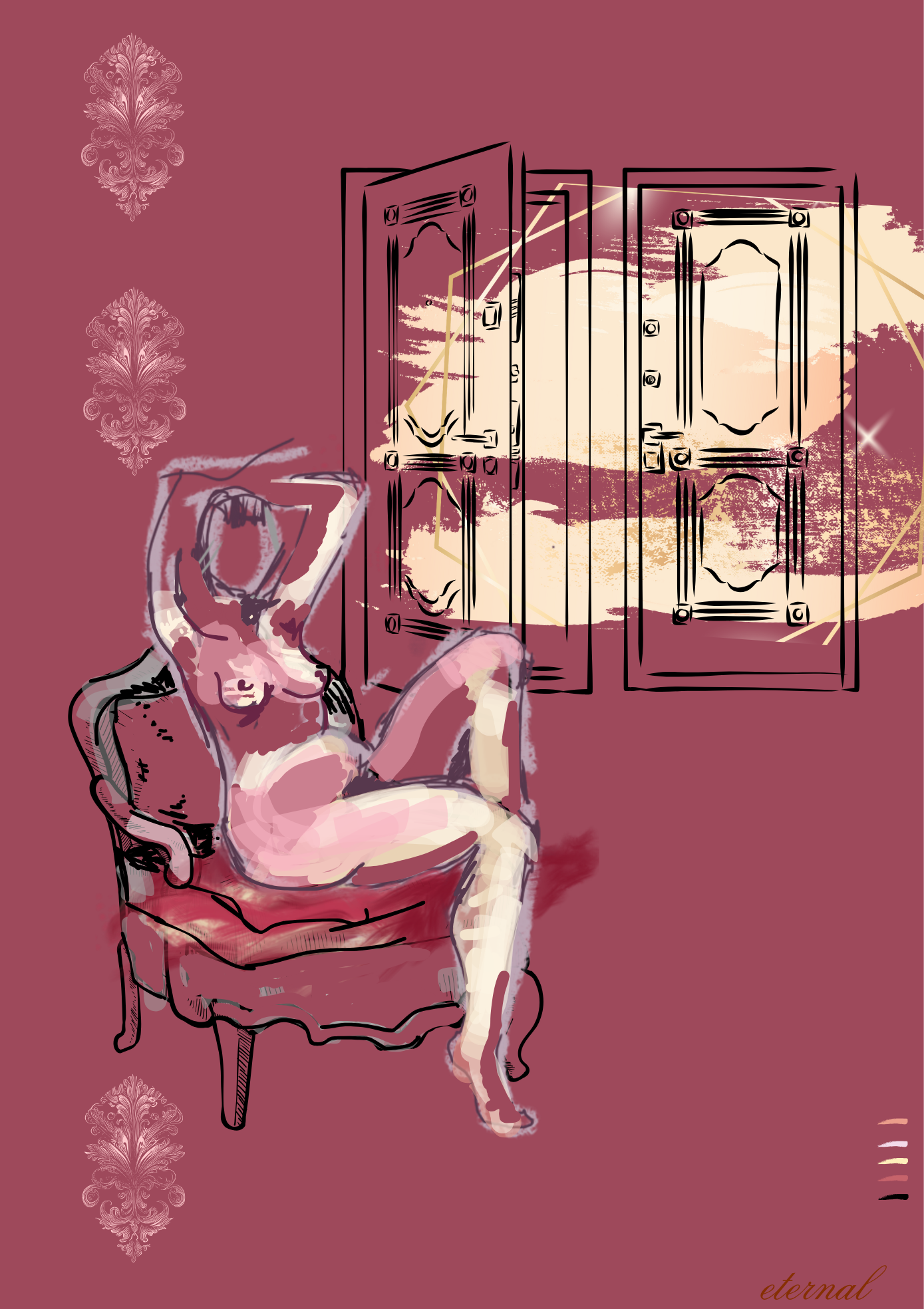 Tranquil Muse: Seated Female Nude Art Print, Sydney Artist - Eternal Art & Design - Eternal Art & Design