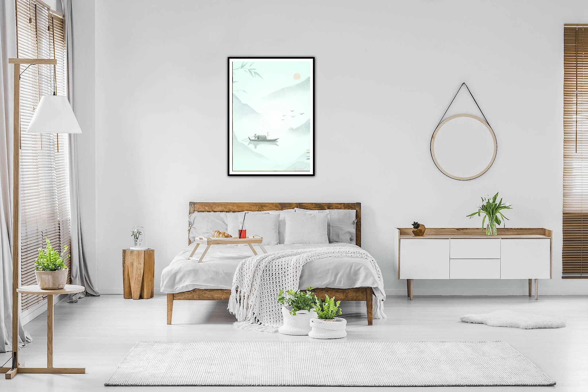 Tranquil Japanese landscape with Boat Wall Art Print, Eternal Art & Design - Eternal Art & Design