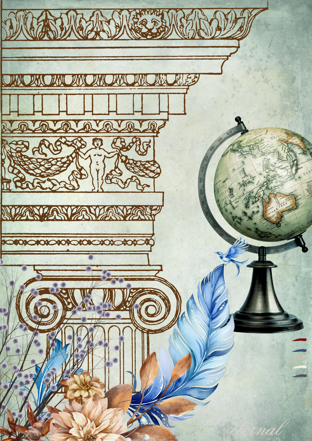 Vintage Architecture & Botanical Old World Print - Special Edition Wall Art Eternal Art Prints