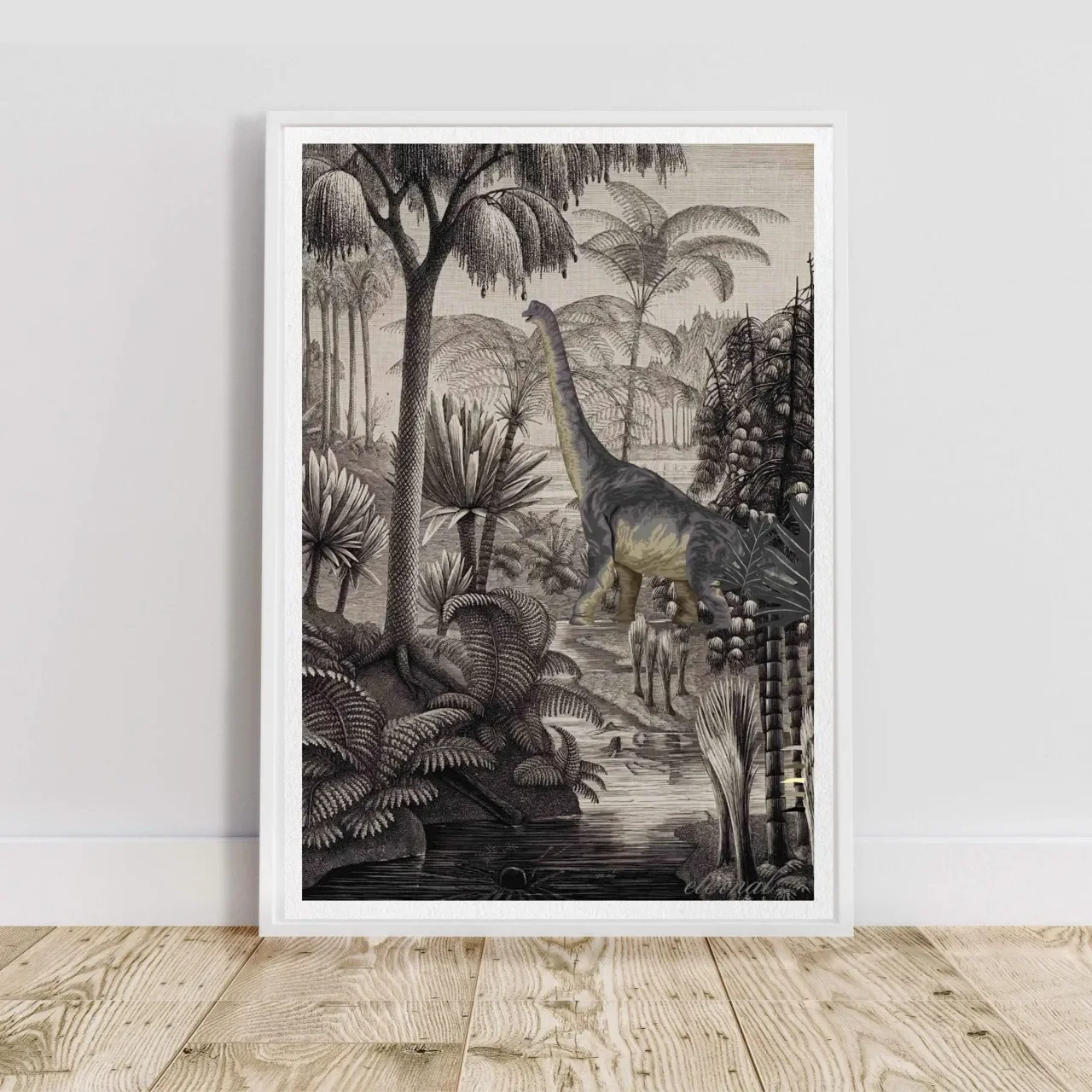 white framed brontosaurus print A10009 Large cnr_converted.webp