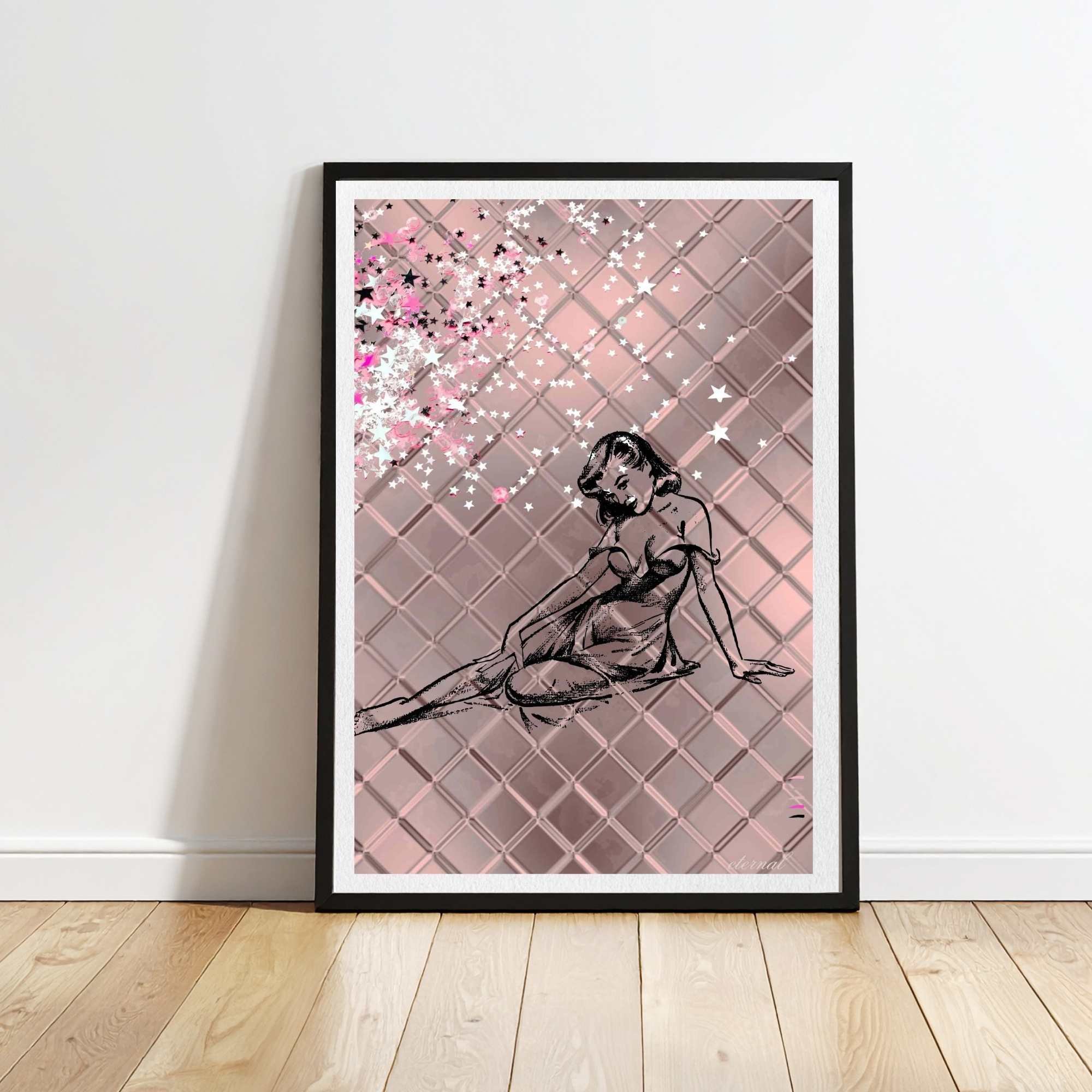 Female Icon Retro Pin-up in Pink Wall Art Print, Sydney Artist - Eternal Art Prints