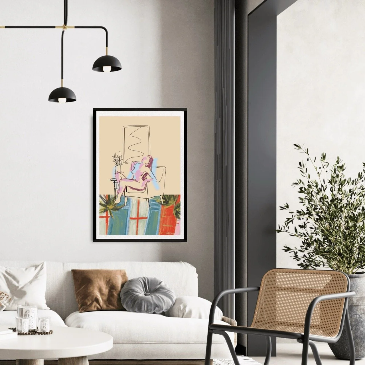 Female Figure Nude Seated with Pattern Art Print, Sydney Artist - Eternal Art Prints - Eternal Art & Design