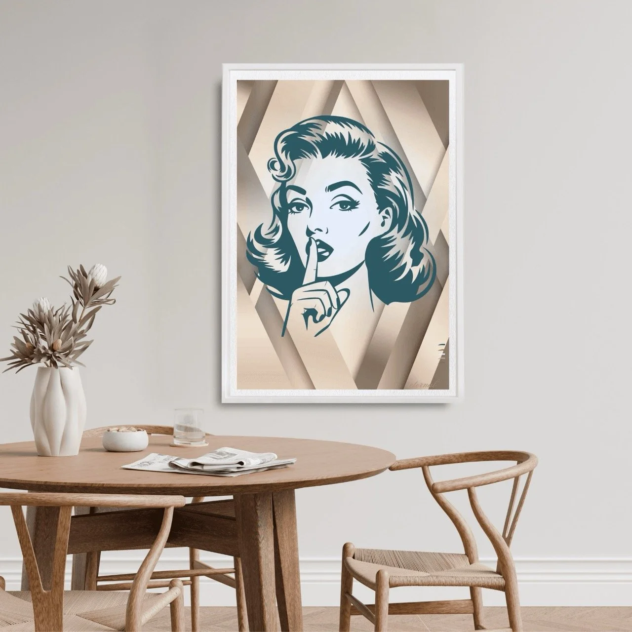 Shh Retro Female Icon Art Print - Sydney Artist, Eternal Art Prints - Eternal Art & Design