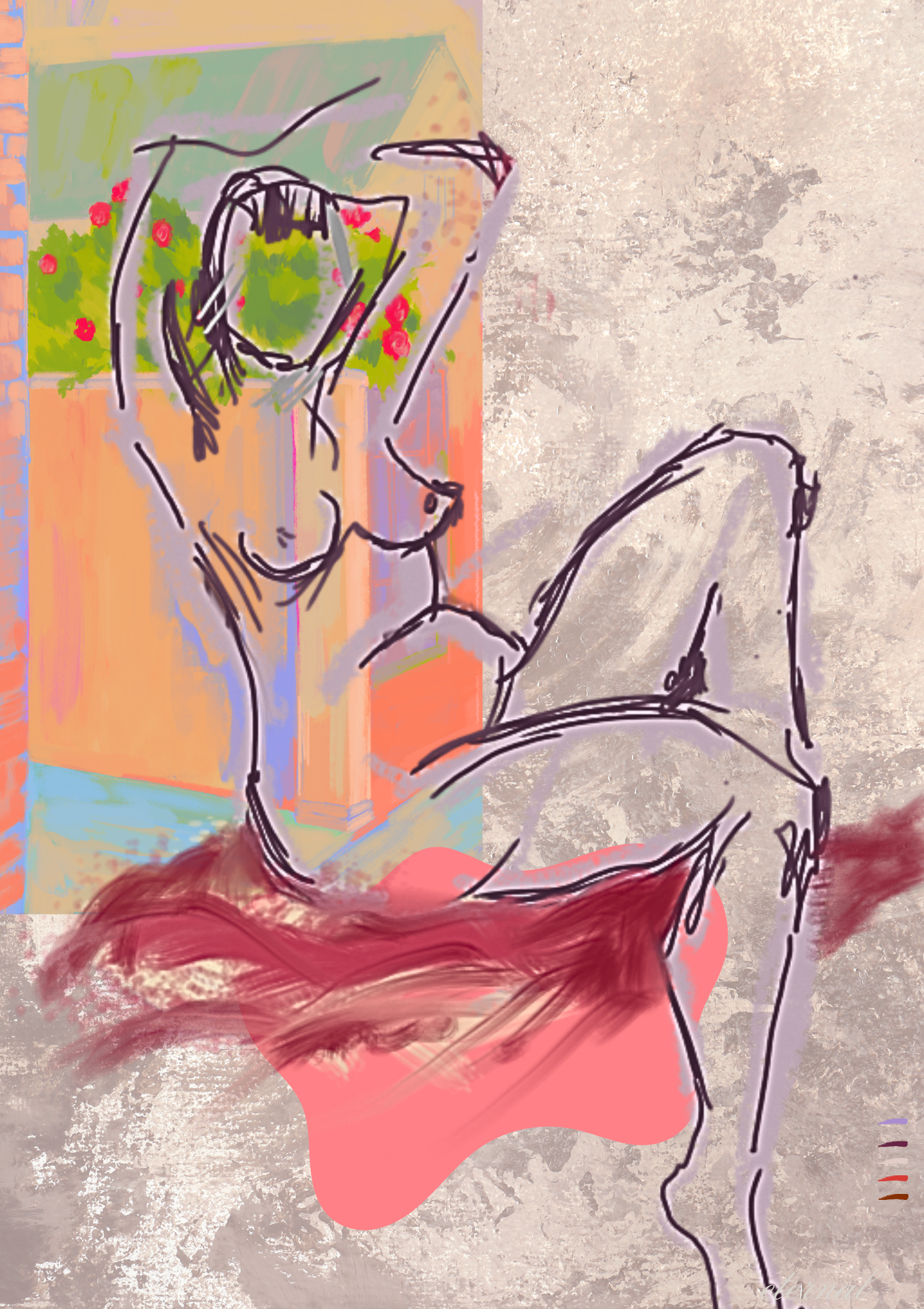 Seated Nude Sketch Art Print, Sydney Artist - Eternal Art & Design - Eternal Art & Design