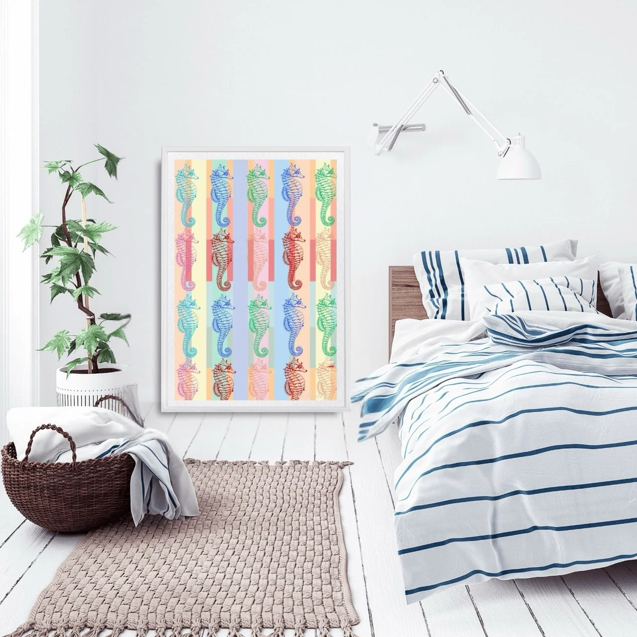 Pastel Seahorse Modern Coastal Nautical Wall Art Print - Sydney Artist, Eternal Art Prints - Eternal Art & Design