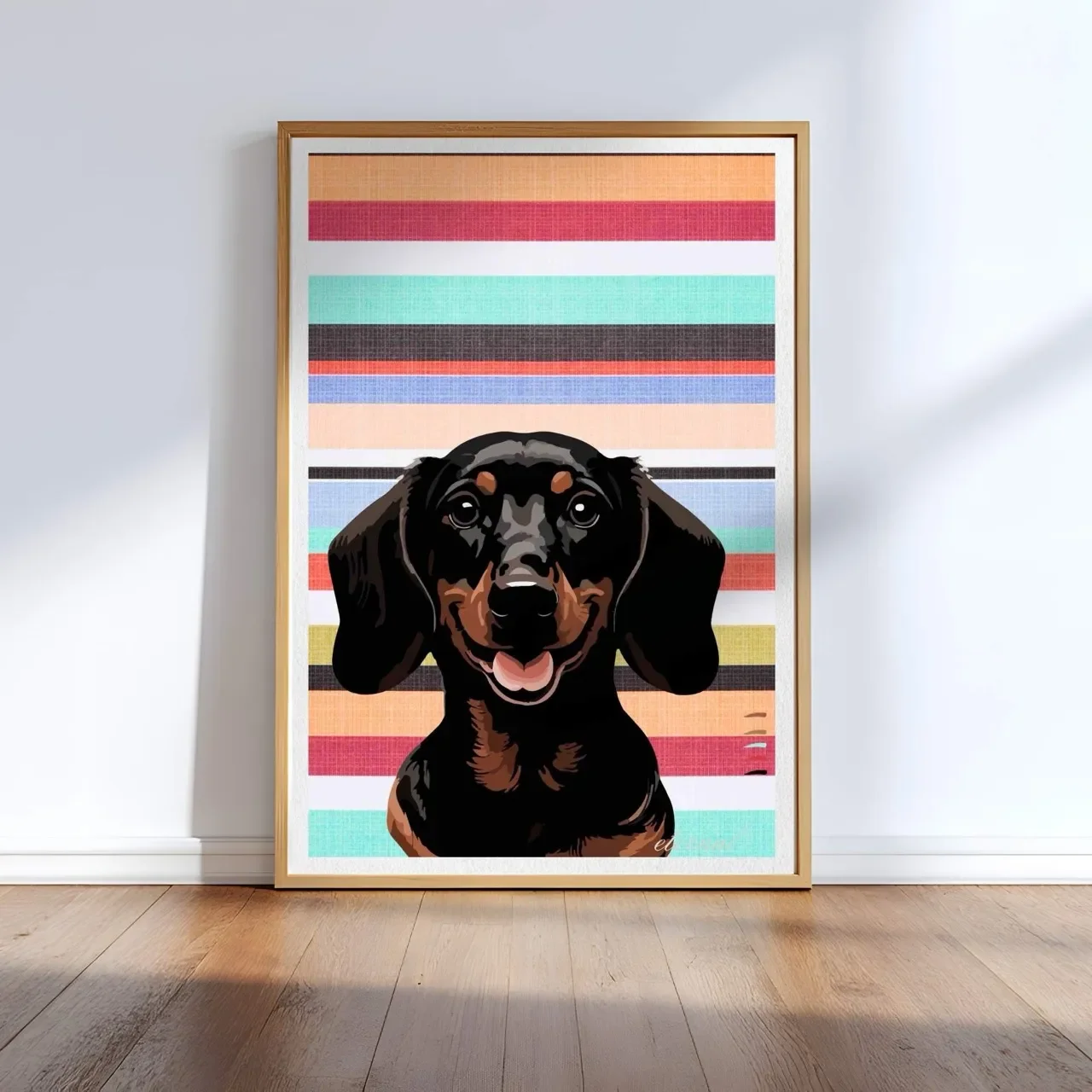 oak framed sausage dog print A10026 Large cnr_converted.webp