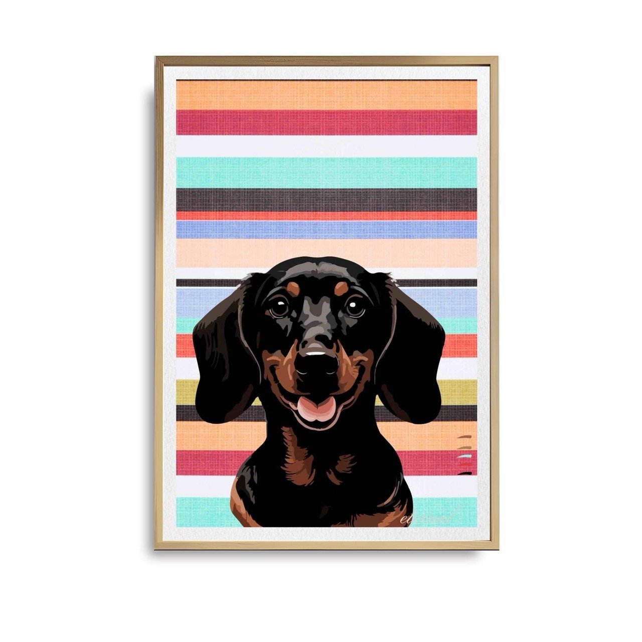 Dachshund Dog with Stripes Wall Art Print - Sydney Artist, Eternal Art Prints - Eternal Art & Design