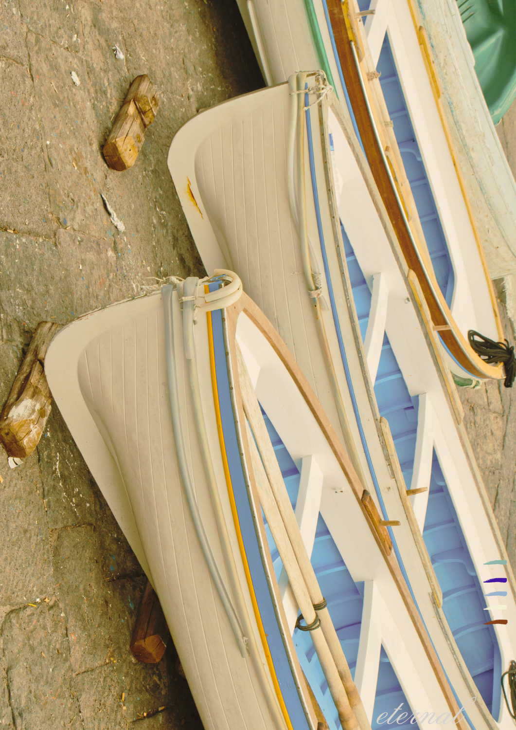 Nautical White & Blue Boats Wall Art Print, Etrenal Art Prints