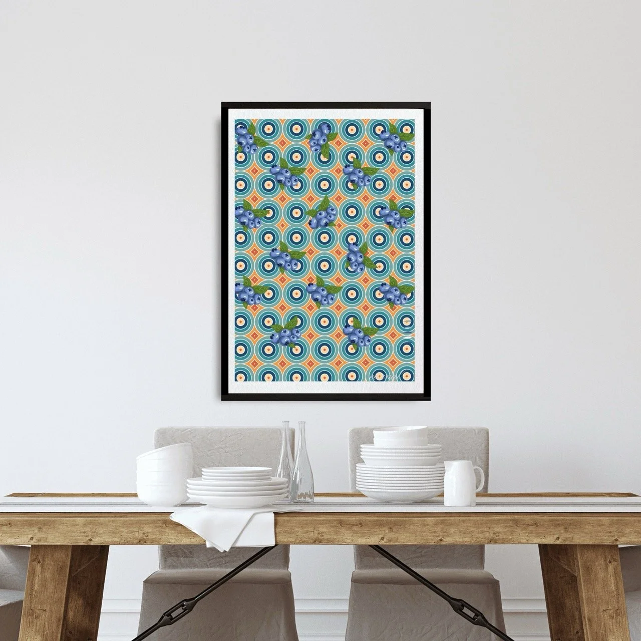 Blueberry Burst Retro Wall Art Print, Eternal Art Prints - Eternal Art & Design