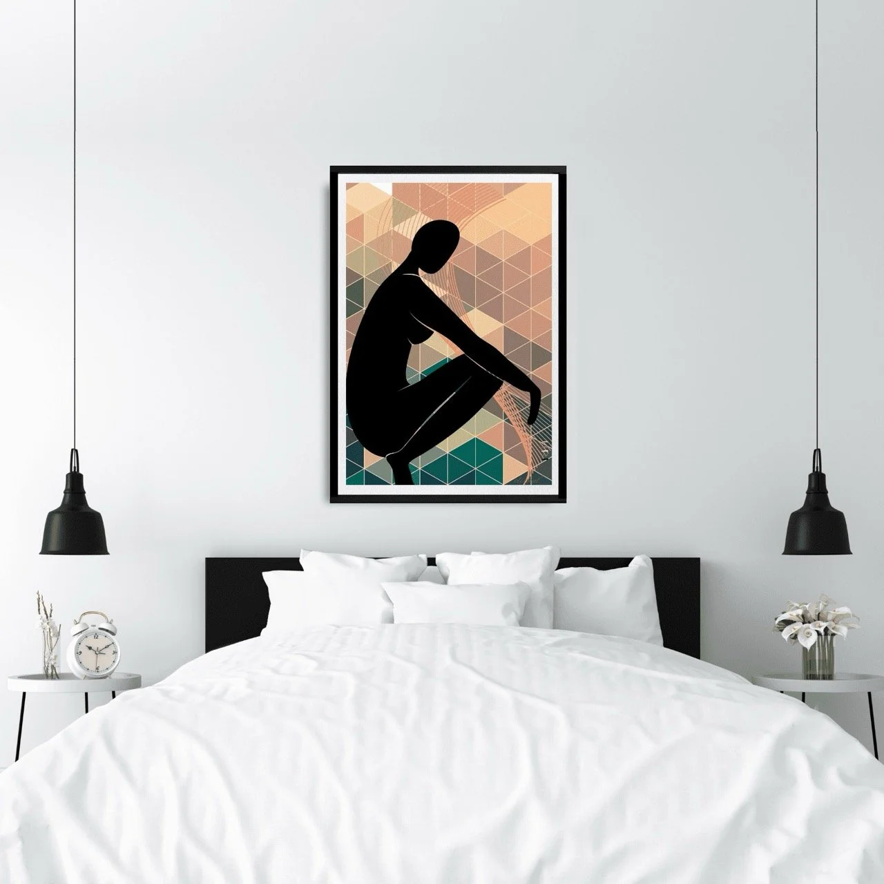 Nude Female Form with Orange Green Mosaic Art Print, Sydney Artist - Eternal Art & Design - Eternal Art & Design