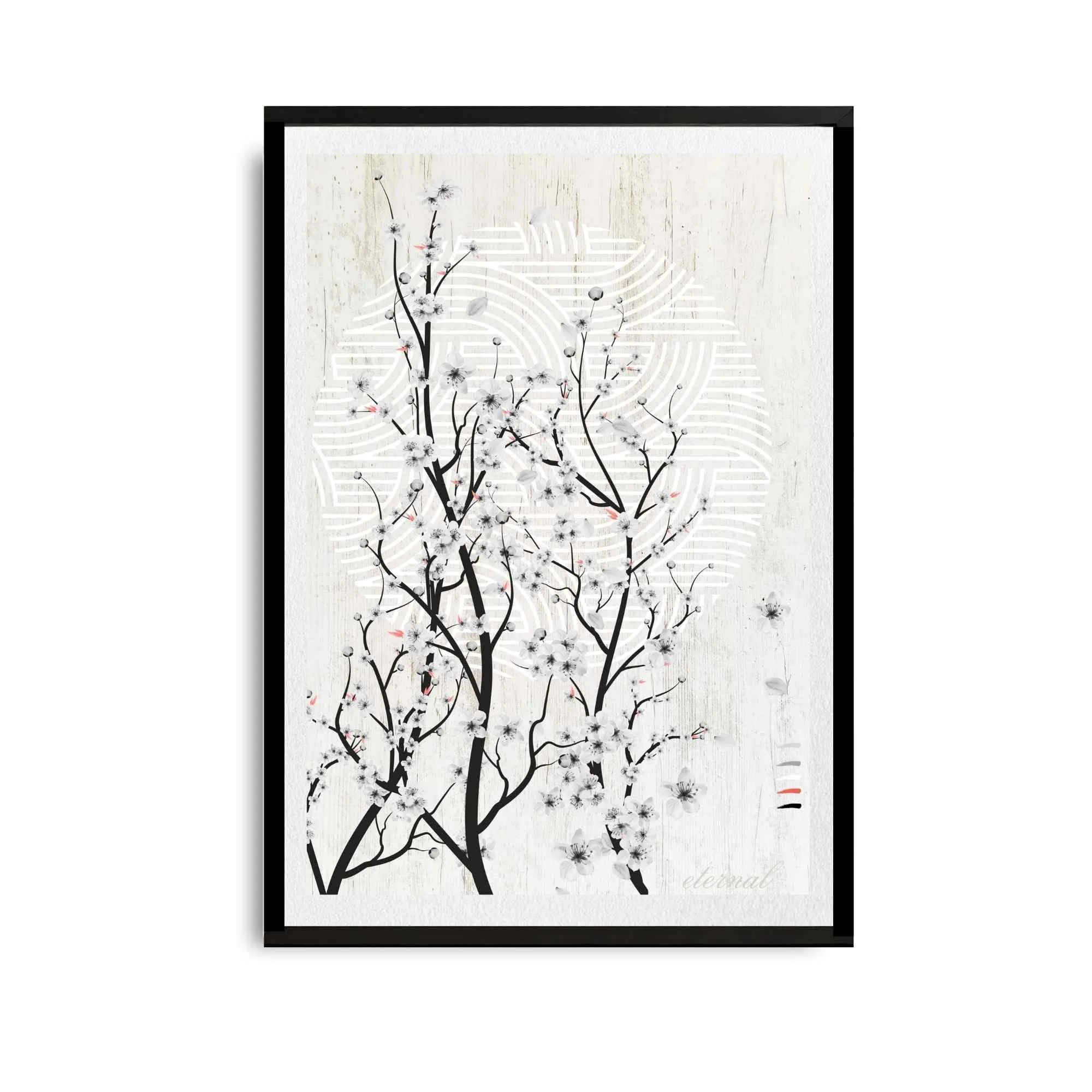 Oriental Cherry Blossom Zen Wall Art Print , Eternal Art Prints