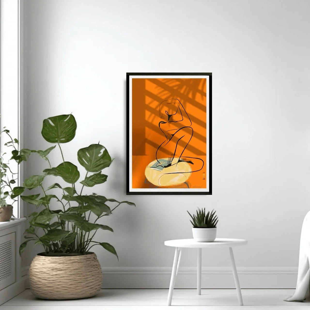 Female Nude Seated on Yellow Ottoman Art Print, Sydney Artist - Eternal Art & Design - Eternal Art & Design