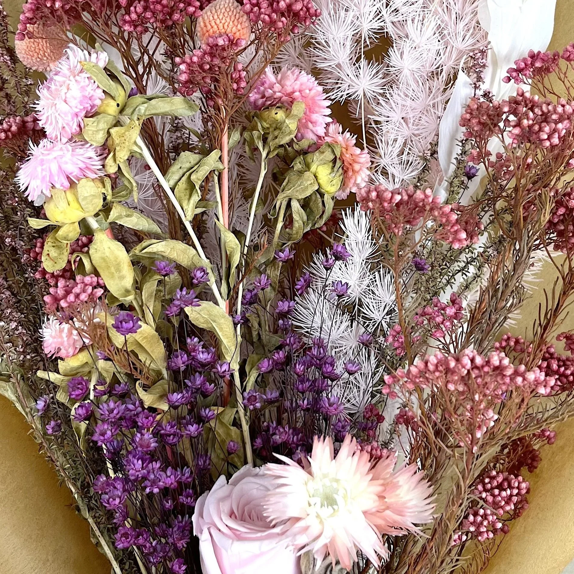 Blushberry Dream Bouquet Wrapped - Eternal Stems. Handcrafted dried & preserved arrangement. - Eternal Art & Design