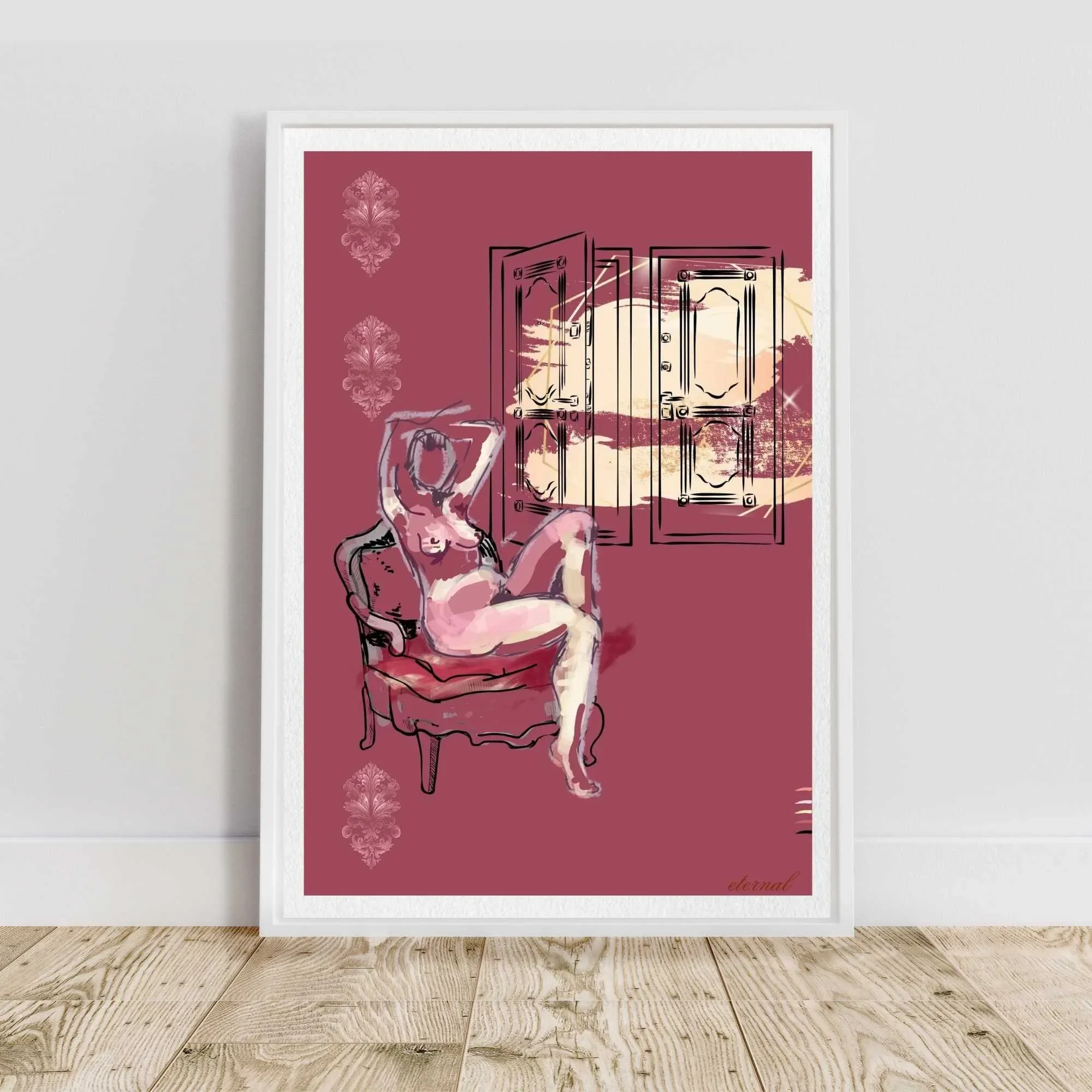 white framed nude sketch N10002 cnr_converted.webp