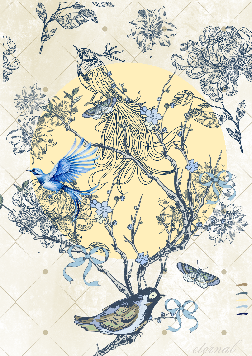 Botanicals & Birds Wall Art Print, Eternal Art Prints