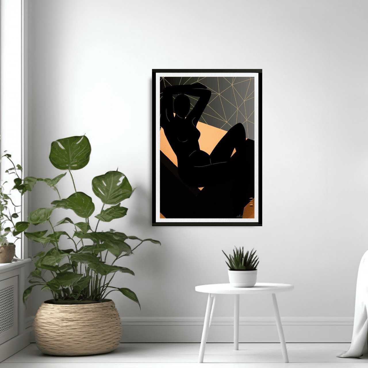 Female Figure Nude Reclining with Orange Mosaic Art Print, Sydney Artist - Eternal Art Prints - Eternal Art & Design