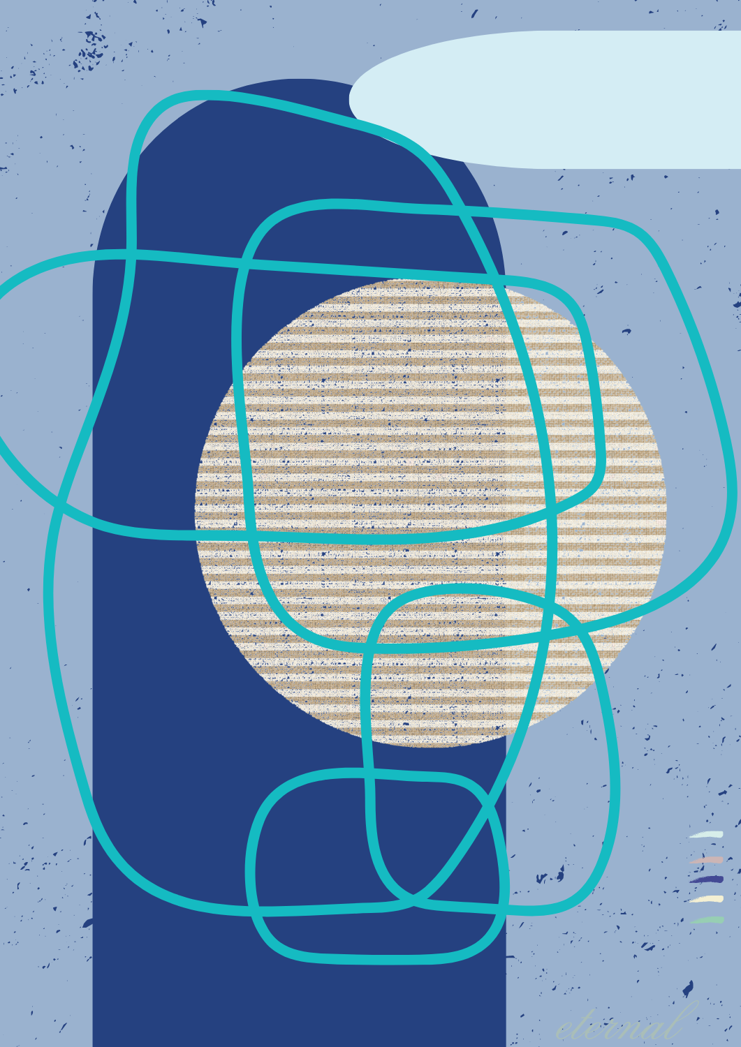 Abstract Modern Lines in Blue Art Print - Sydney Artist, Eternal Art Prints