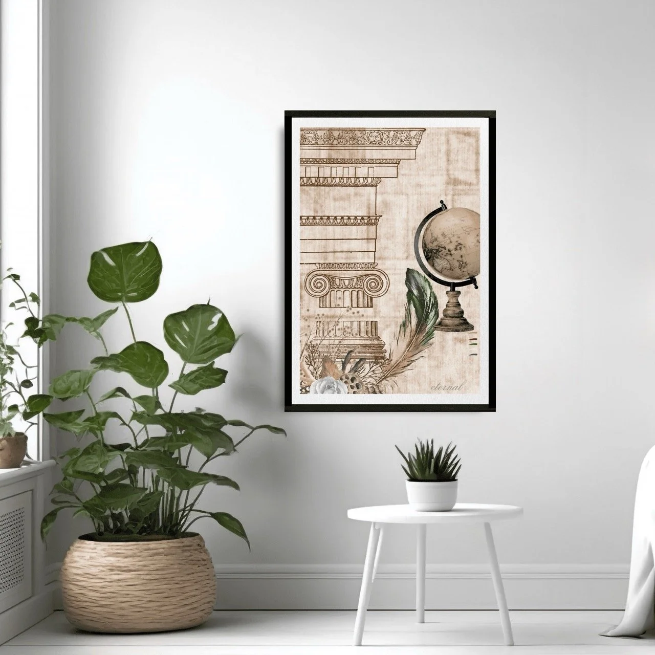 Vintage Architecture & Botanical Feather Print - Special Edition Wall Art Eternal Art Prints - Eternal Art & Design