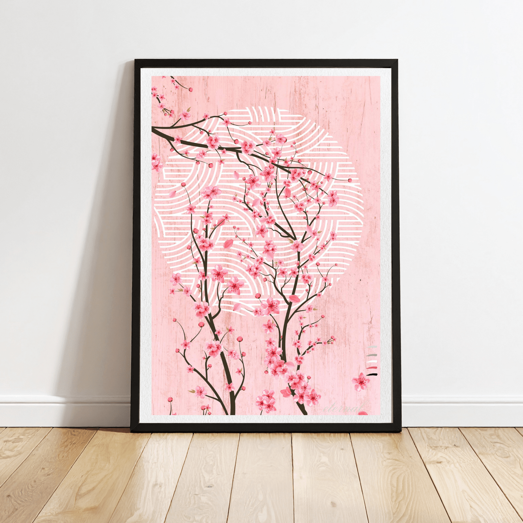 Oriental Pink Cherry Blossoms Wall Art Print, Eternal Art Prints - Eternal Art & Design