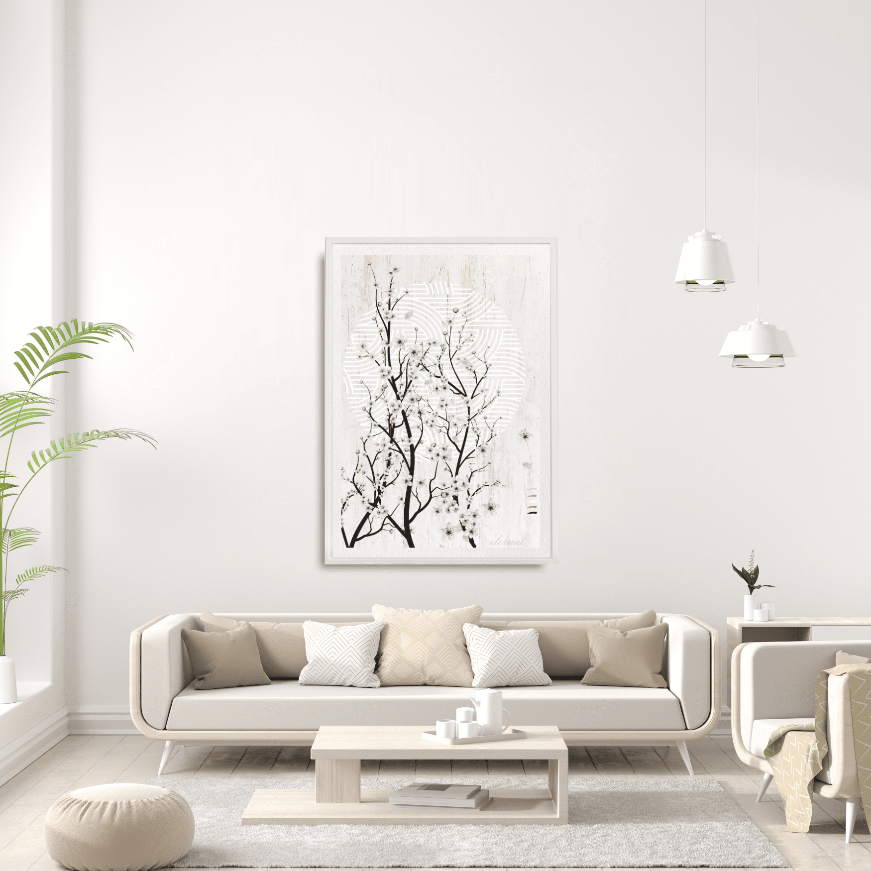 Oriental Cherry Blossom Zen Wall Art Print , Eternal Art Prints - Eternal Art & Design
