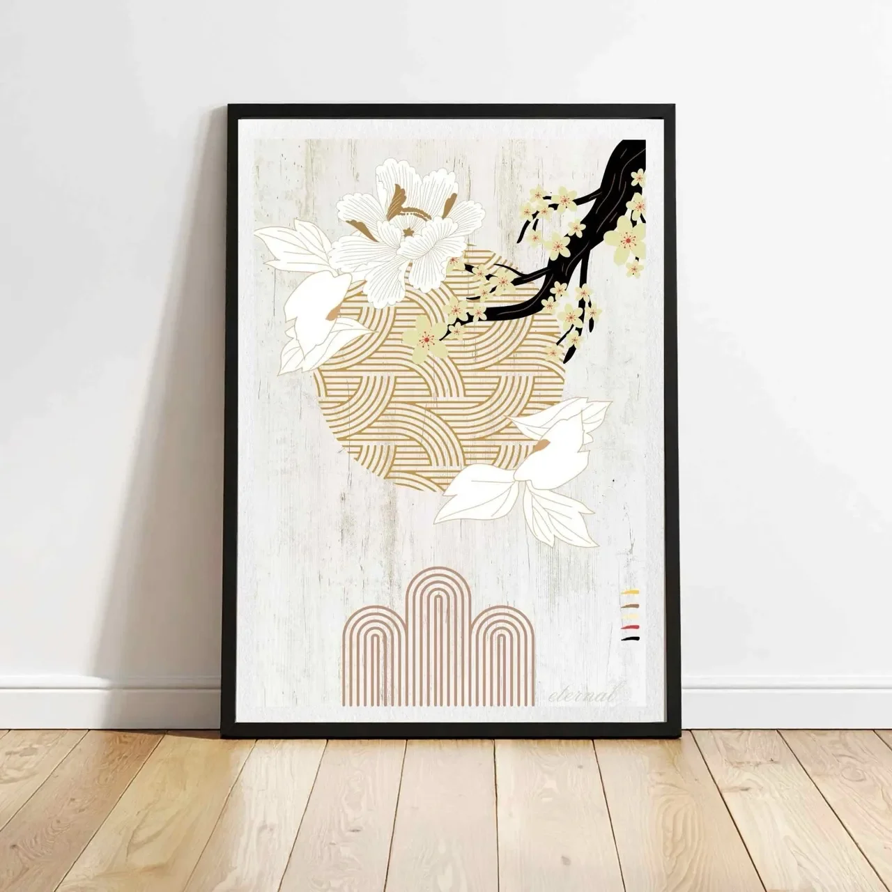 Oriental Cherry Blossom Zen Wall Art Print , Eternal Art Prints