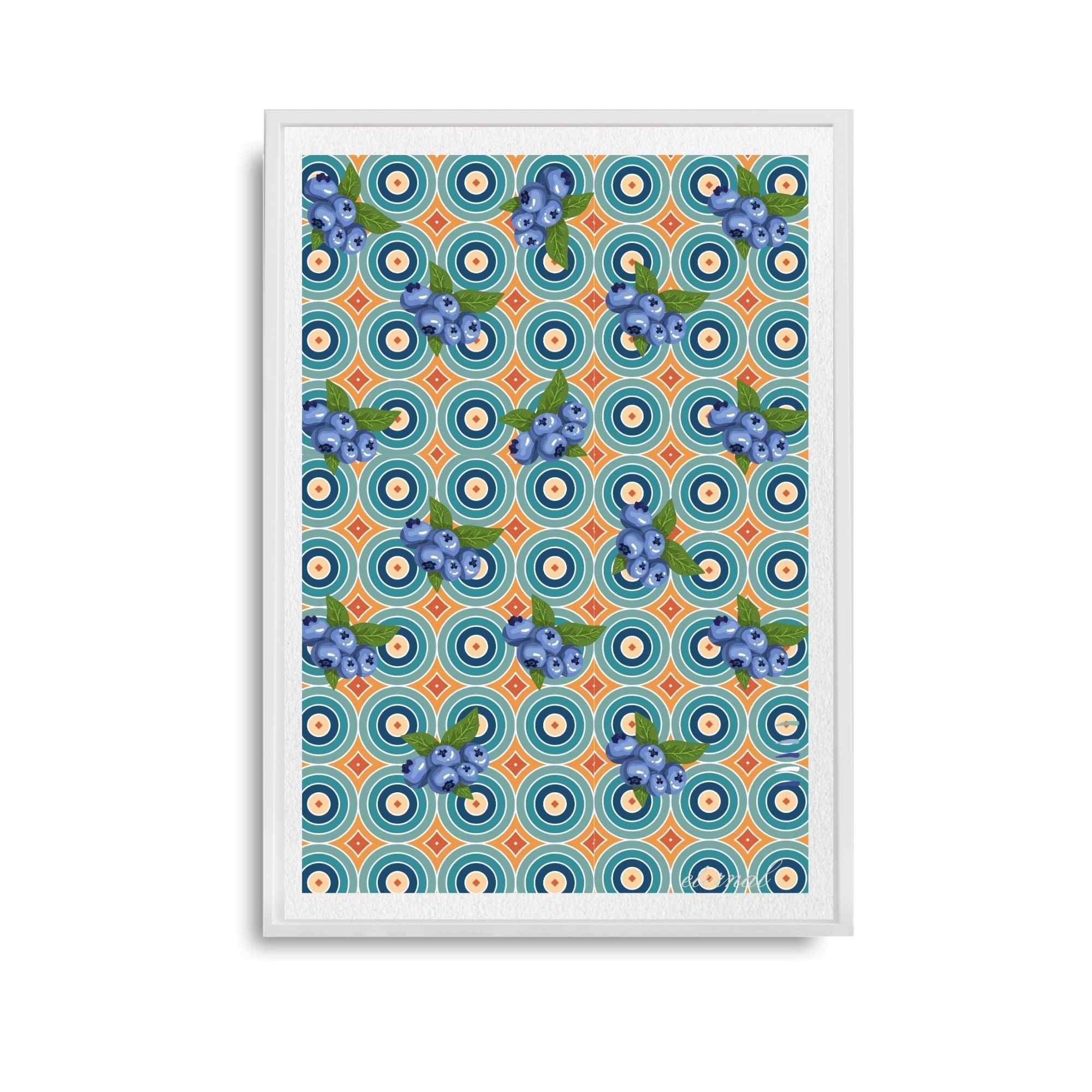 Blueberry Burst Retro Wall Art Print, Eternal Art Prints - Eternal Art & Design