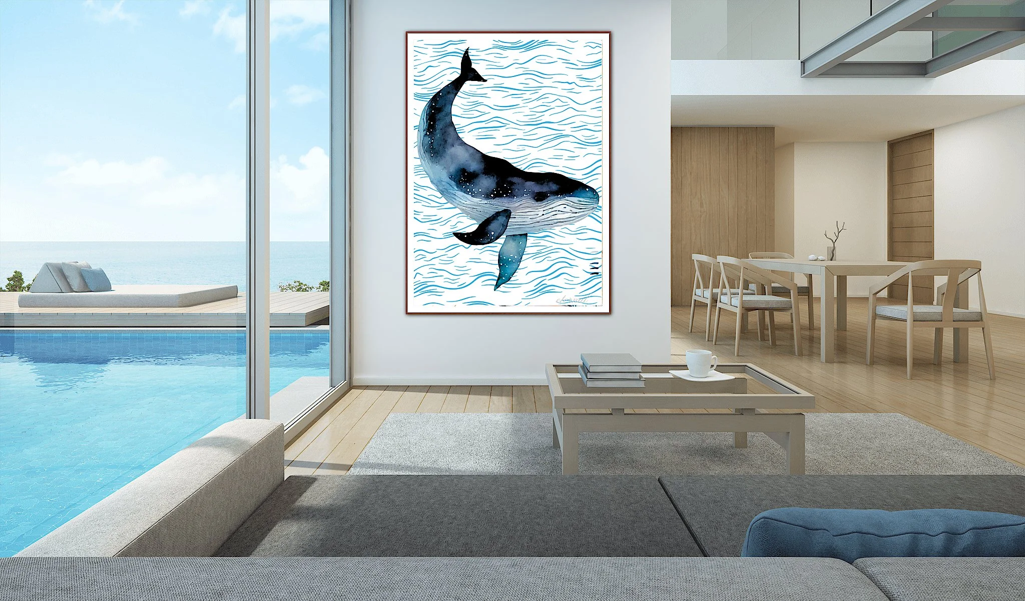 Humpback Whale Ocean Wall Art Print - Sydney Artist, Eternal Art & Design - Eternal Art & Design