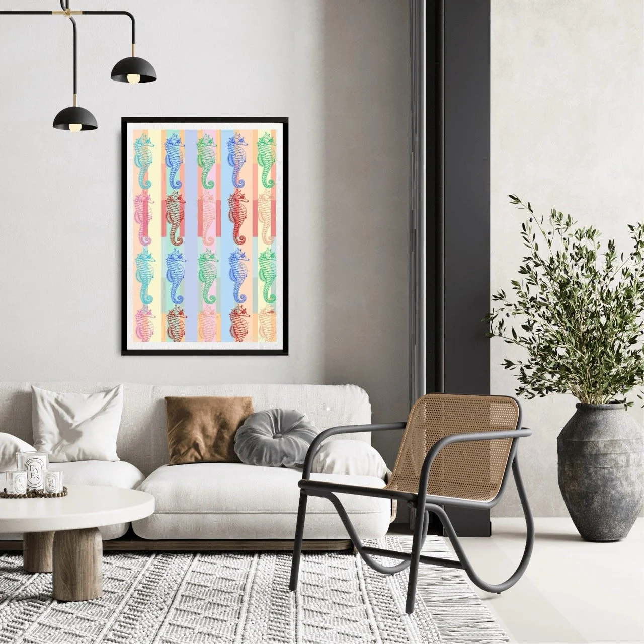 Pastel Seahorse Modern Coastal Nautical Wall Art Print - Sydney Artist, Eternal Art Prints - Eternal Art & Design