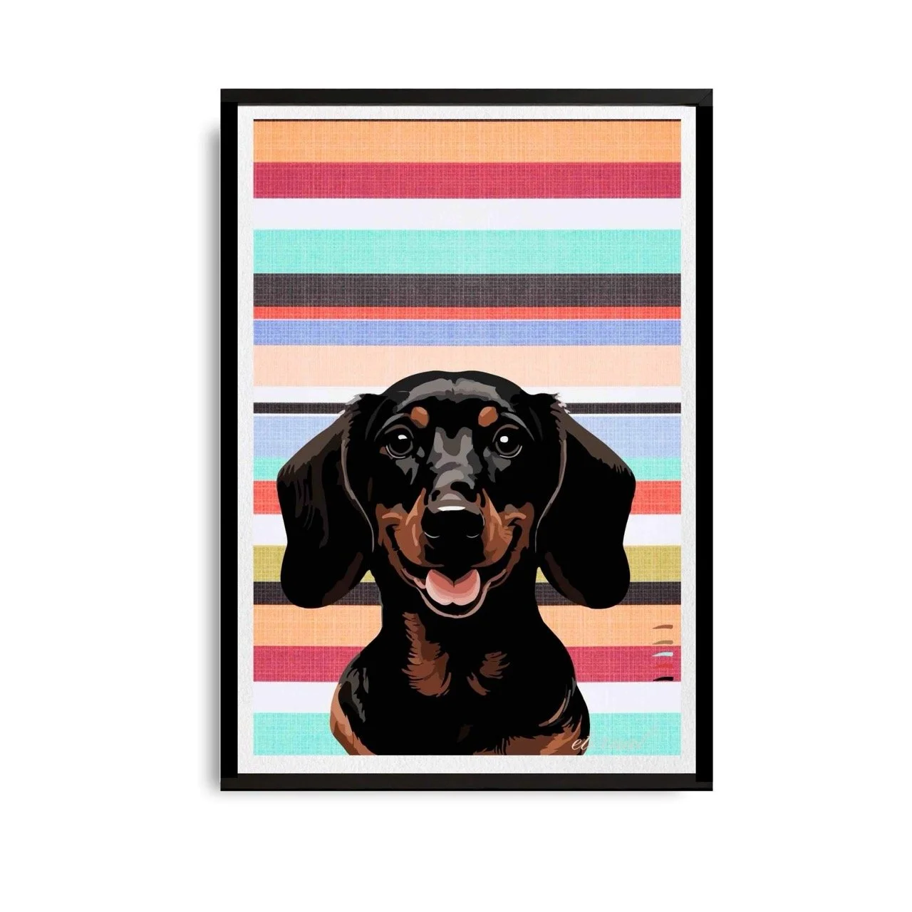 Dachshund Dog with Stripes Wall Art Print - Sydney Artist, Eternal Art Prints - Eternal Art & Design