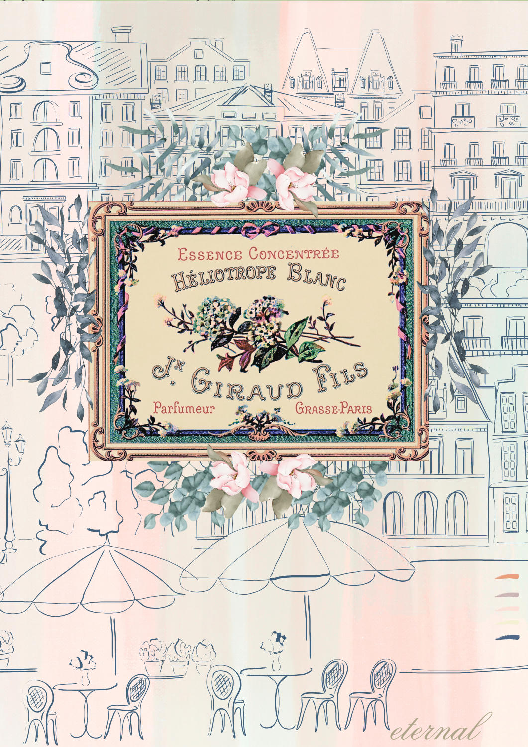 Parisian Cityscape Botanical Print - Special Edition Wall Art Eternal Art Prints