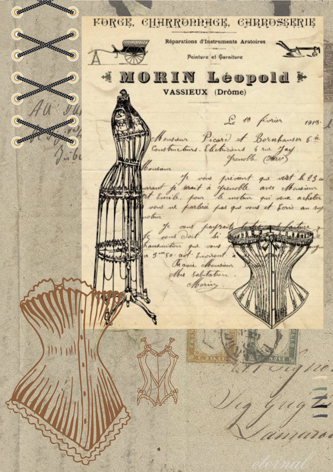 Vintage Corsetry Wall Art Print , Eternal Art Prints