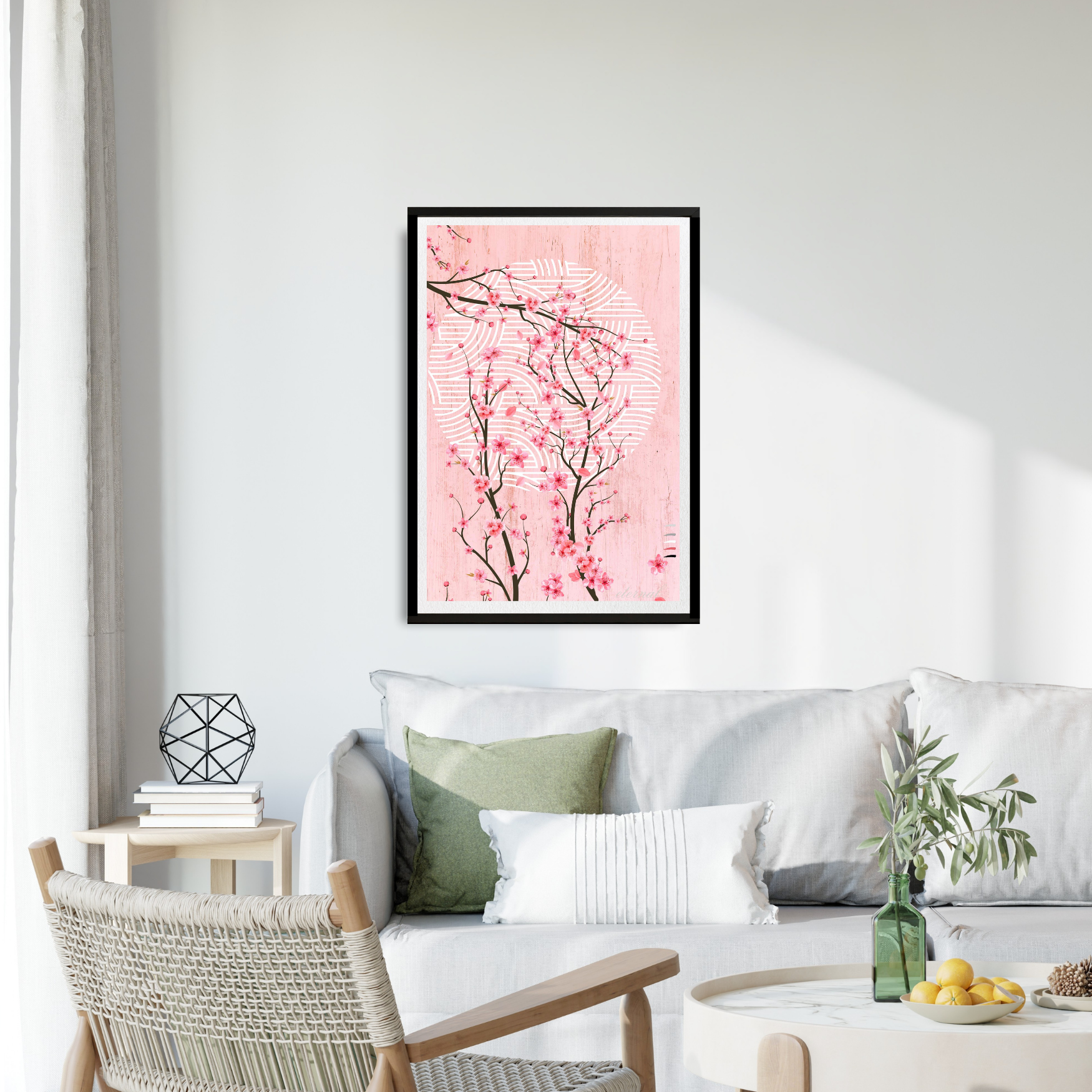 Oriental Pink Cherry Blossoms Wall Art Print, Eternal Art Prints - Eternal Art & Design
