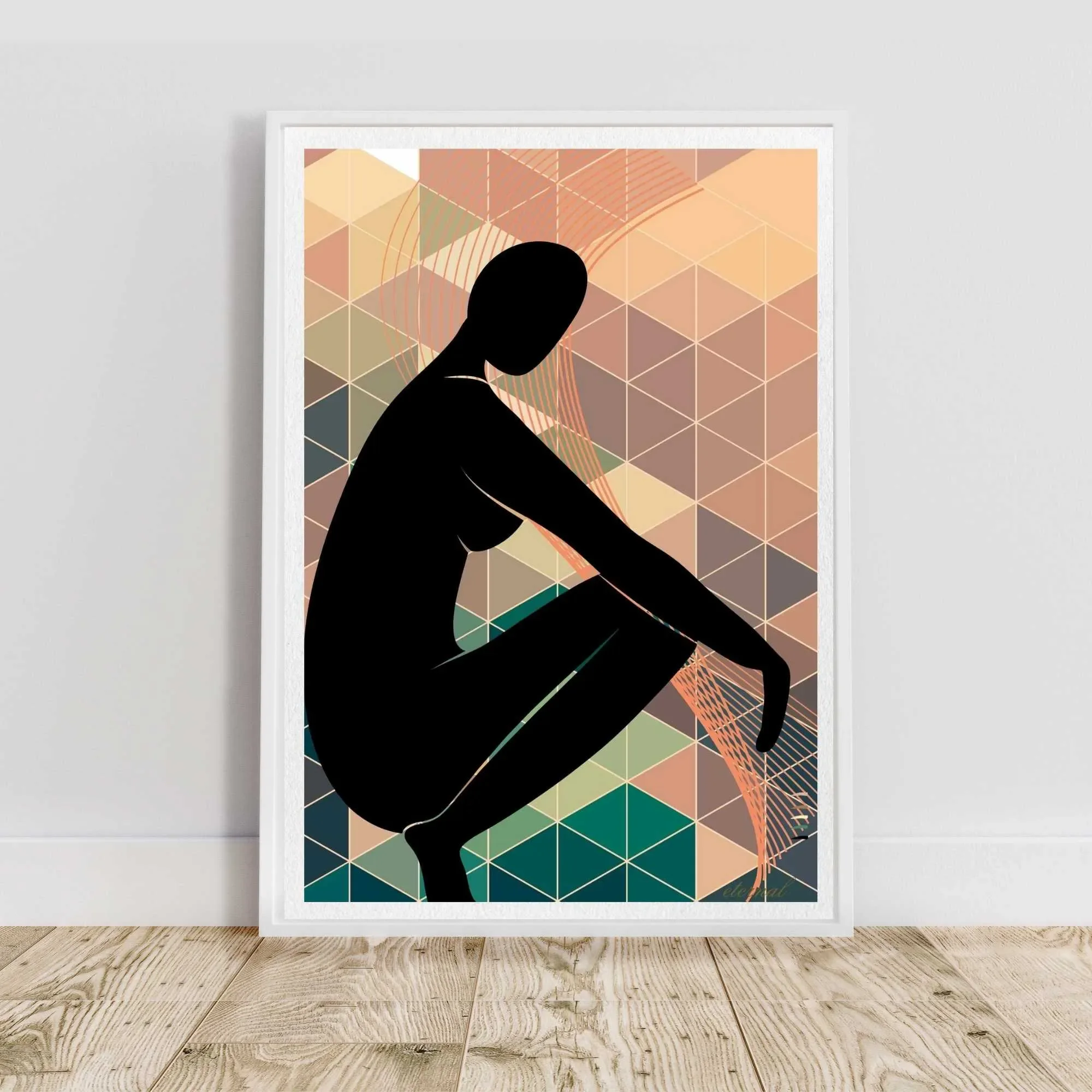 white framed mosaic figure print N10019 cnr_converted.webp