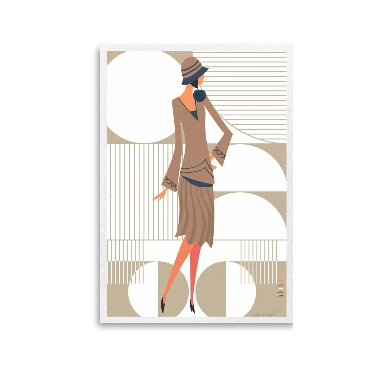 Glamorous 1920s Woman in Beige Art Deco Print - Eternal Art & Design