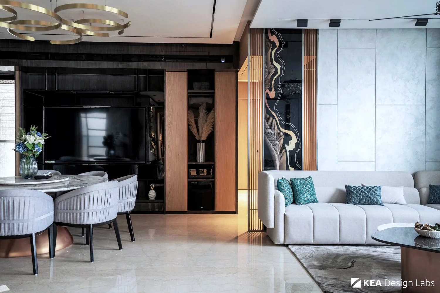 Residential living and dining interior published by KEA Design Labs