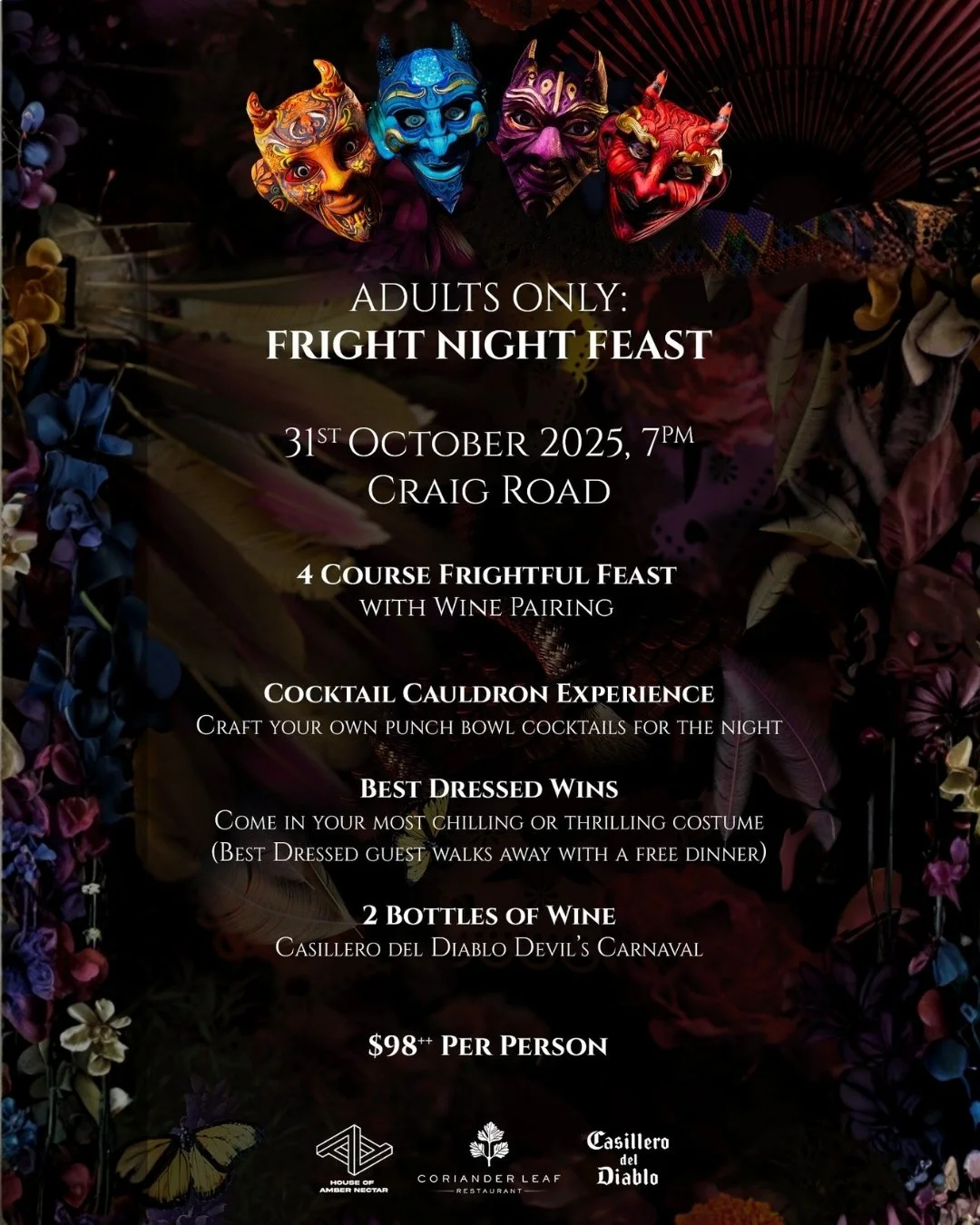 A DATE WITH THE DEVIL - Adults Only 
The countdown begins&hellip; 2 weeks till Halloween.

We&rsquo;ve made a pact with the finest:
House of Amber Nectar
Casillero del Diablo

Together, we&rsquo;re conjuring a night of sinful flavours, craft cocktail