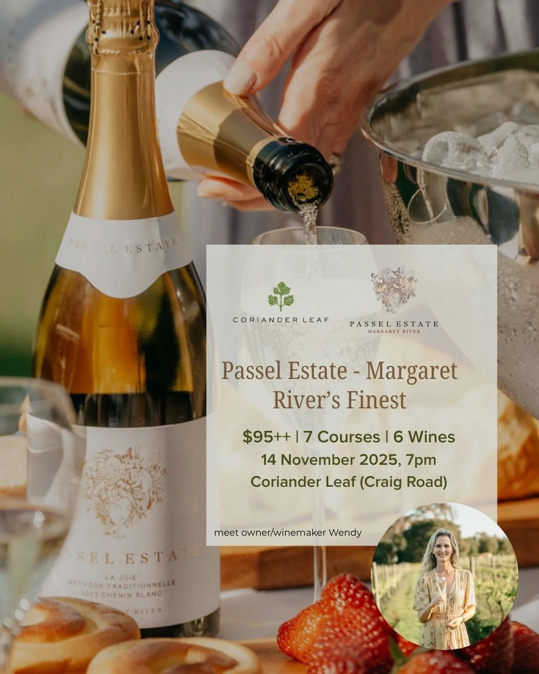 An Evening of Wine &amp; Wonder Awaits

Join us at Coriander Leaf Craig Road, for an exclusive one night only wine tasting and pairing dinner with owner Wendy Stimpson, as she introduces her award-winning wines and guides you through a curated tastin
