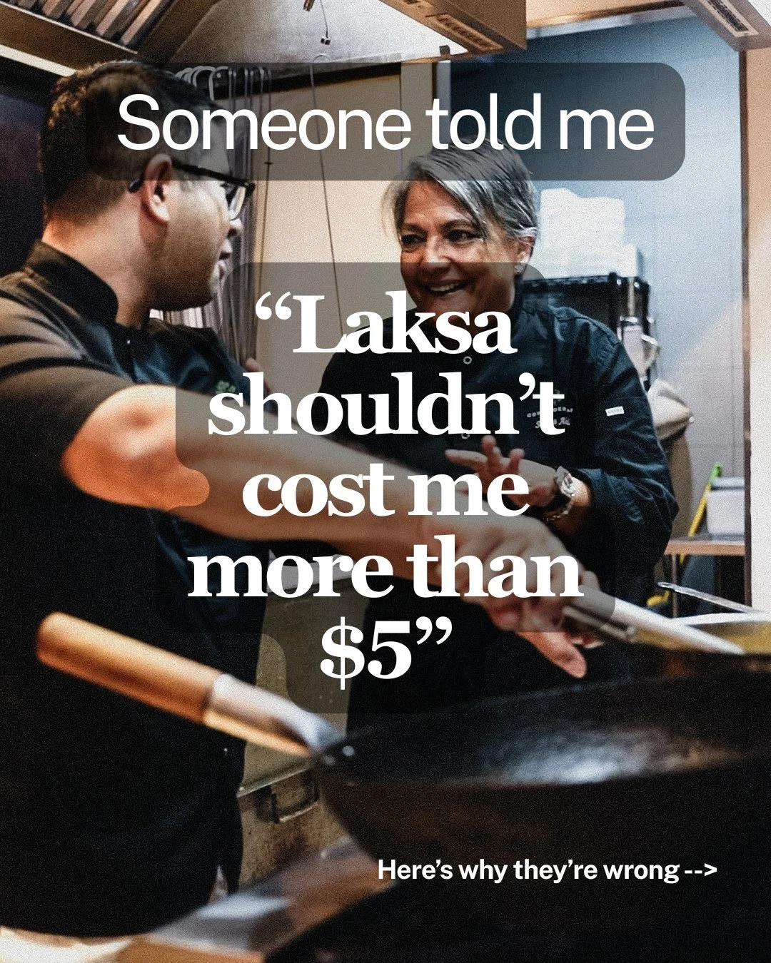 &ldquo;A bowl of Laksa shouldn't cost more than $5."

Really? Alright, let&rsquo;s talk it. A bowl of laksa isn&rsquo;t just noodles and coconut milk. It&rsquo;s about the hours spent peeling shallots, deshelling prawns, and pounding rempah unti