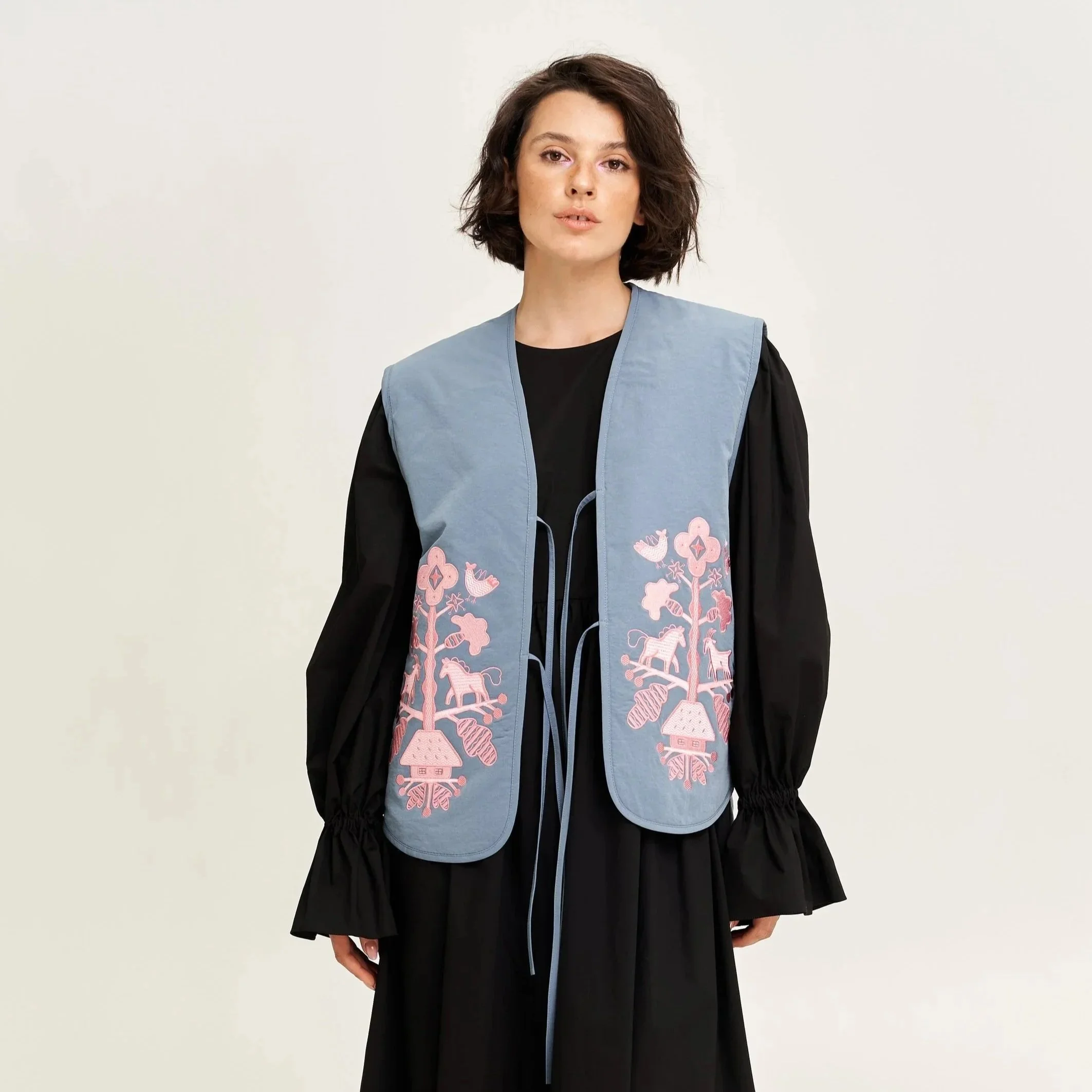 Quilted vest with embroidery Tree of life