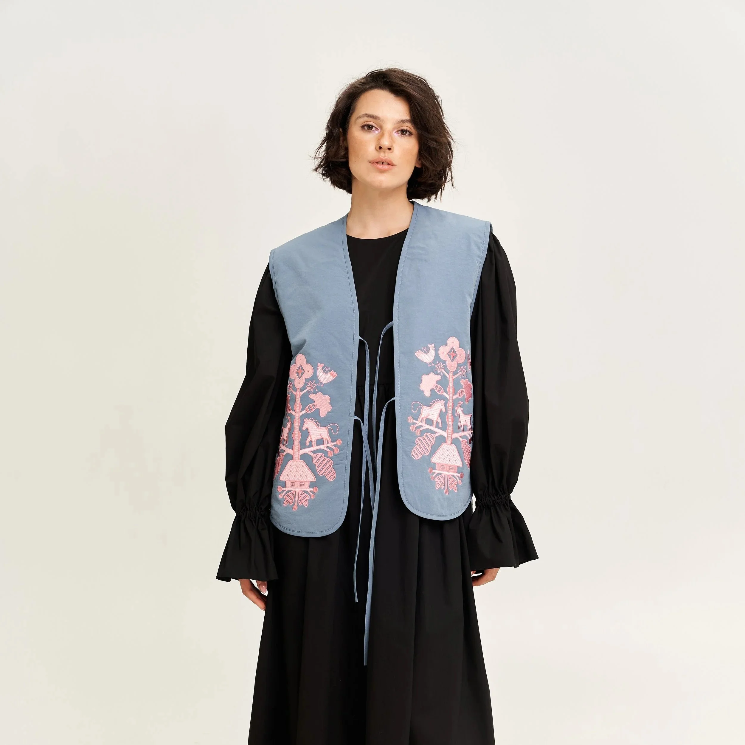 Quilted vest with embroidery Tree of life