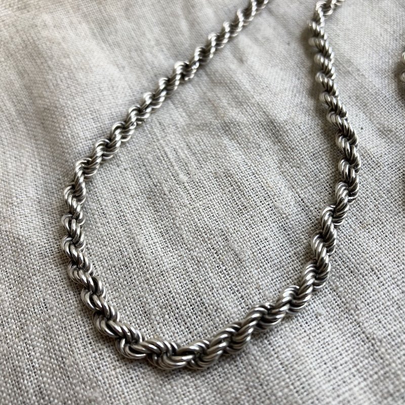 Fab Vintage Sterling Silver Rope Twist Chain Necklace